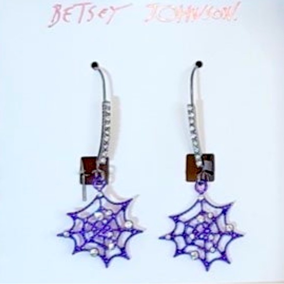 New Betsey Johnson CREEPY CRAWLY HOOK EARRINGS GUNMETAL - Picture 4 of 10